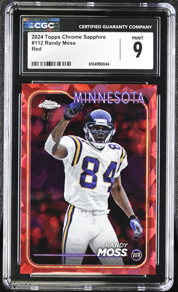 2024 Topps Chrome Sapphire Randy Moss #112 Red /5 CGC 9