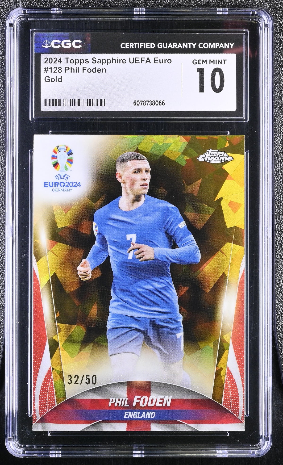 2024 Topps Sapphire UEFA Euro Phil Foden #128 Gold /50 CGC 10