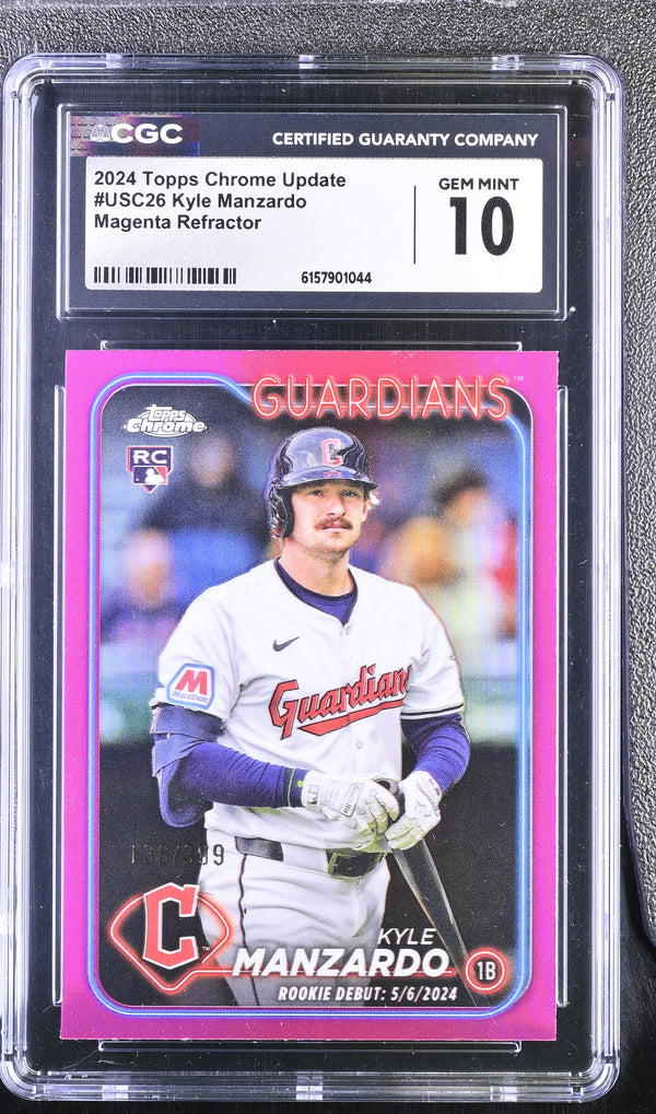 2024 Topps Chrome Update Kyle Manzardo #USC26 Magenta Refractor /399 CGC 10