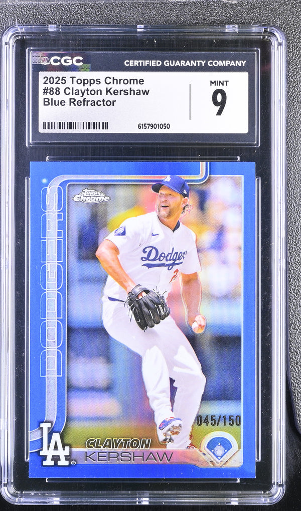 2025 Topps Chrome Clayton Kershaw #88 Blue Refractor /150 CGC 9