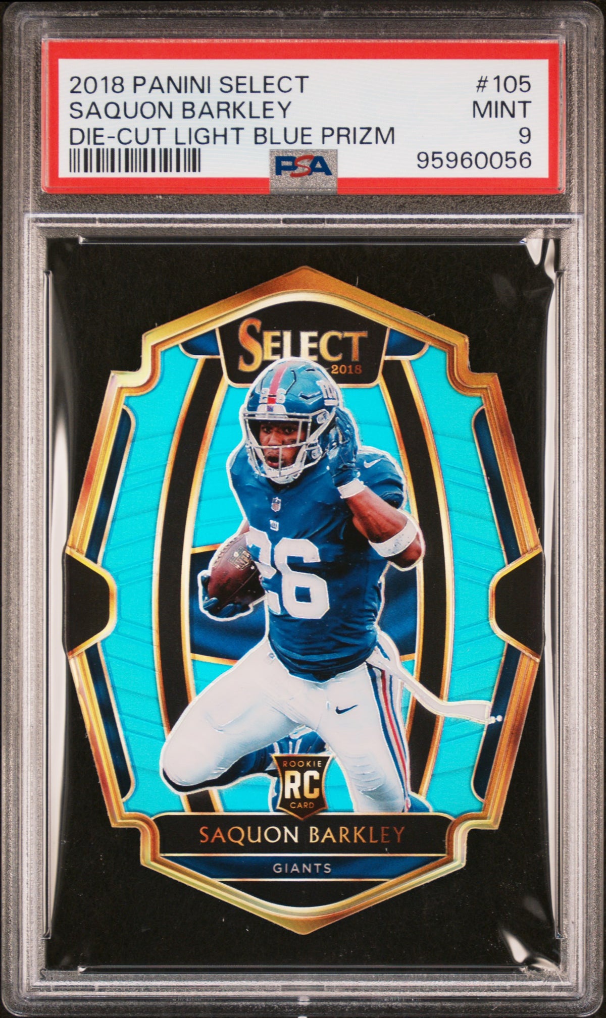 2018 Panini Select Saquon Barkley #105 Die Cut Light Blue Prizm PSA 9