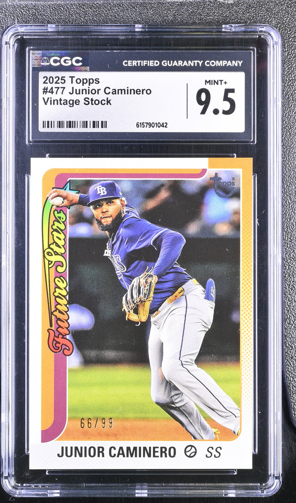 2025 Topps Junior Caminero #477 Vintage Stock /99 CGC 9.5