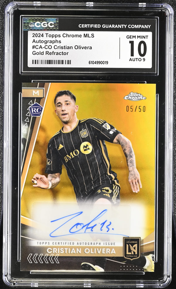 2024 Topps Chrome MLS Cristian Olivera #CA-CO Gold /50 Autographs CGC 10 Auto 9