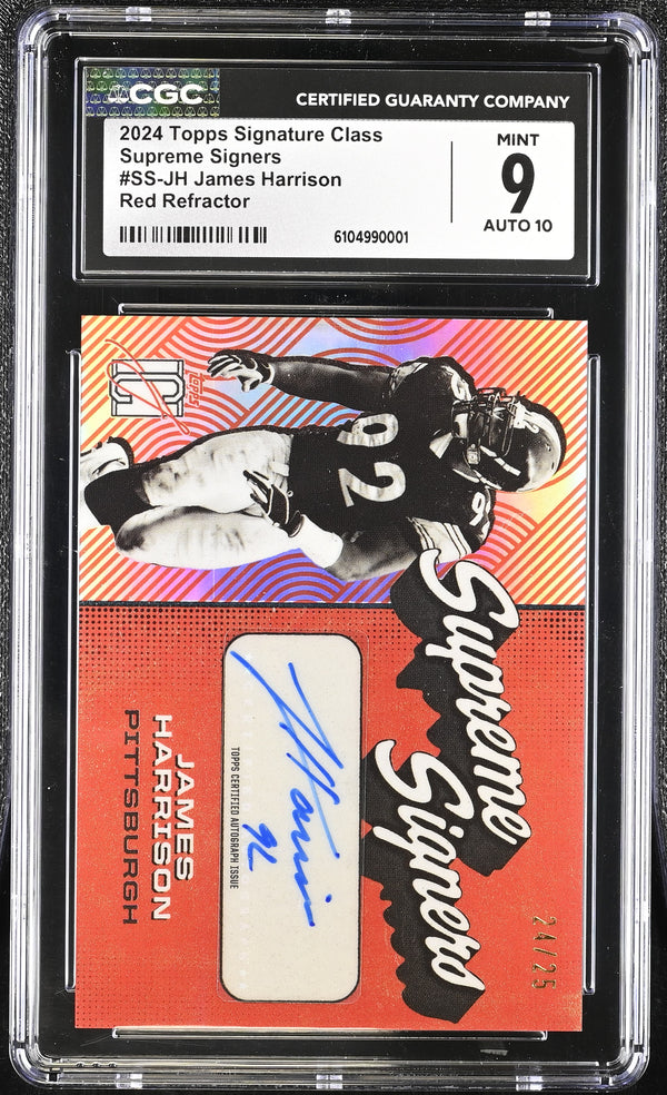 2024 Topps Signature Class James Harrison #SS-JH Red /25 Supreme  CGC 9 Auto 10