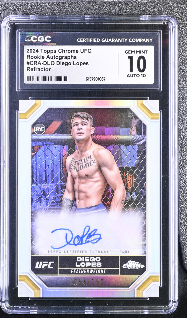 2024 Topps Chrome UFC Diego Lopes #CRA-DLO /150 Rookie Auto CGC 10 Auto 10