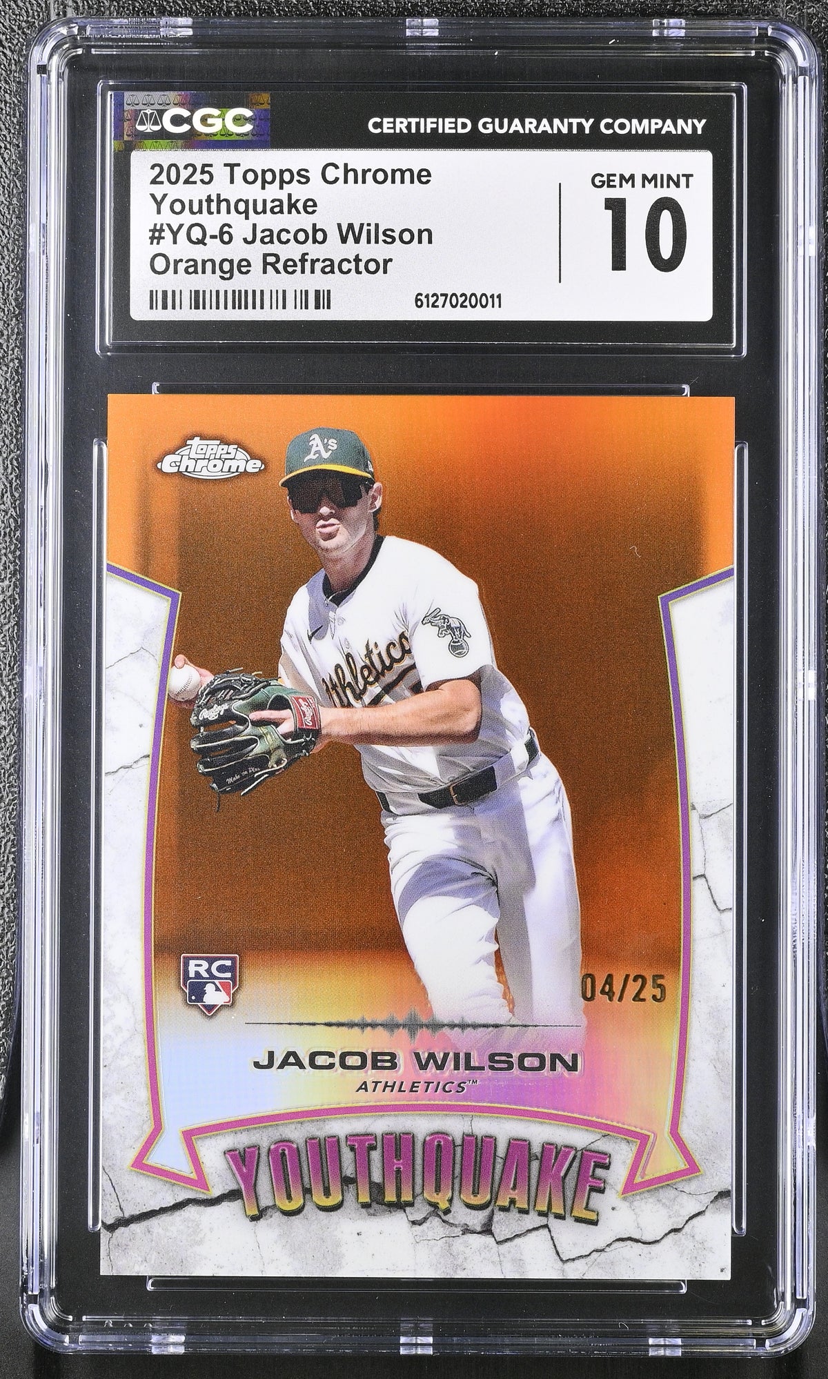2025 Topps Chrome Jacob Wilson #YQ-6 Orange Refractor /25 Youthquake CGC 10