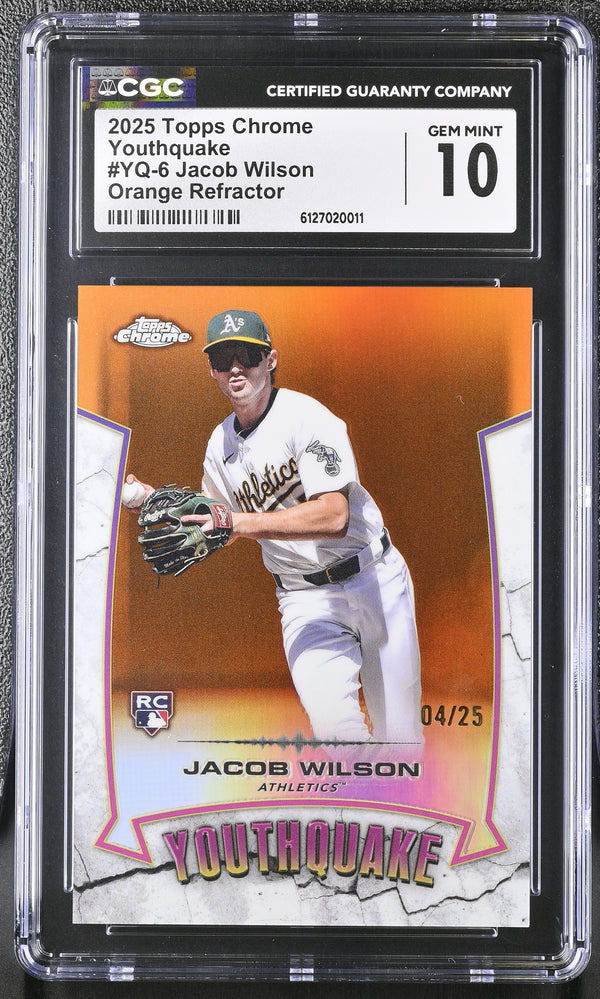 2025 Topps Chrome Jacob Wilson #YQ-6 Orange Refractor /25 Youthquake CGC 10