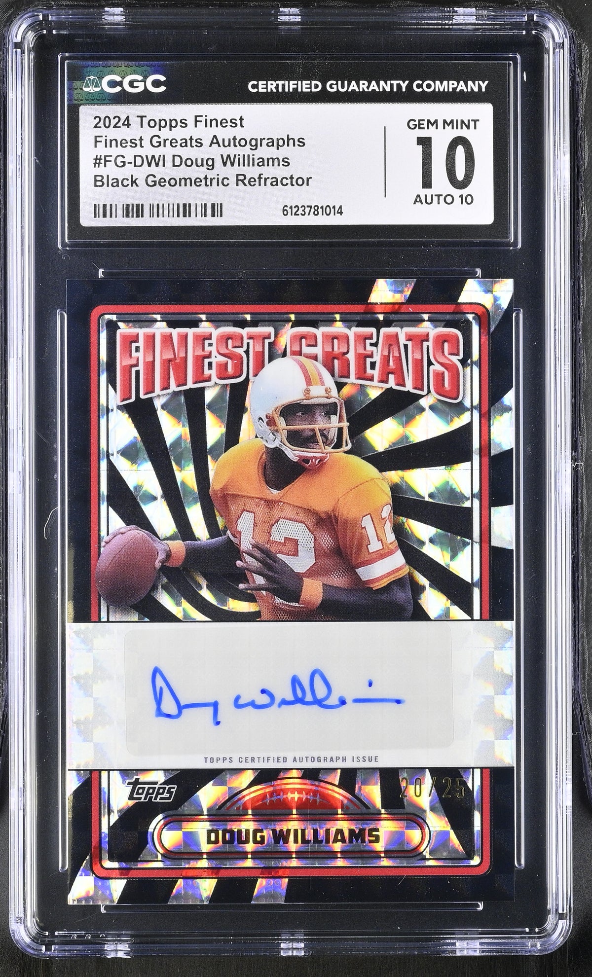 2024 Topps Finest Doug Williams #FG-DWI Black /25 Finest Greats  CGC 10 Auto 10