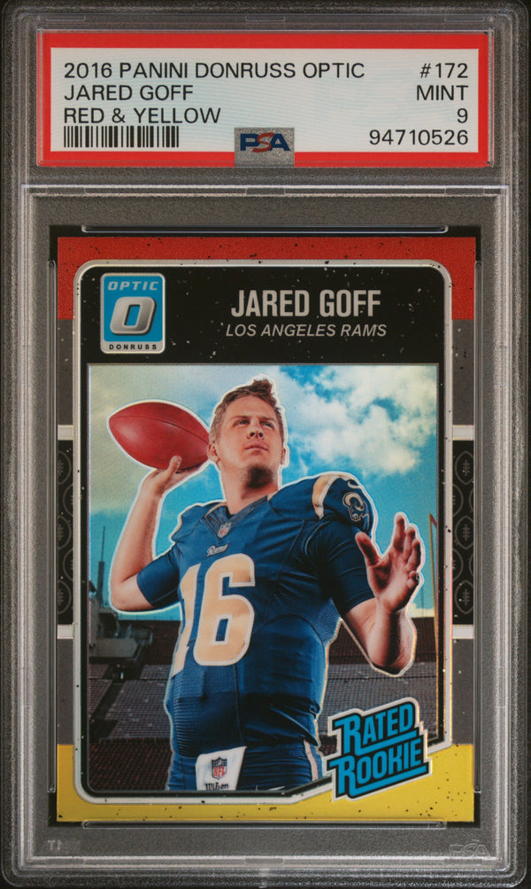 2016 Panini Donruss Optic Jared Goff #172 Red & Yellow PSA 9