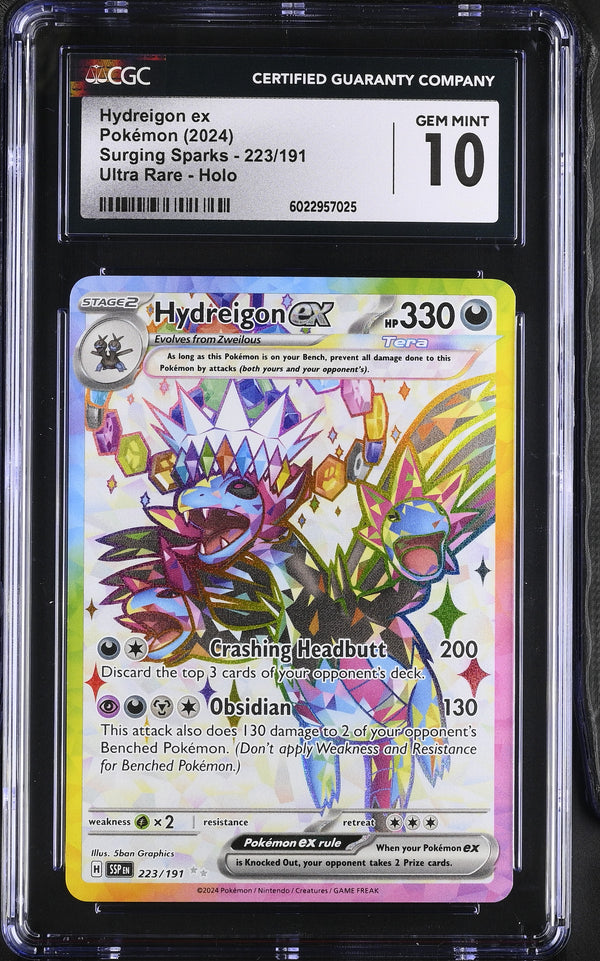 2024 Pokemon Surging Sparks Hydreigon ex Holo Ultra Rare CGC 10 #223/191