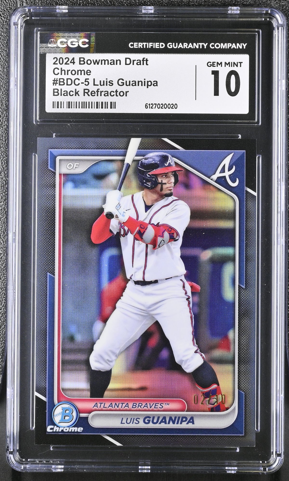 2024 Bowman Draft Luis Guanipa #BDC-5 Black Refractor /10 Chrome CGC 10