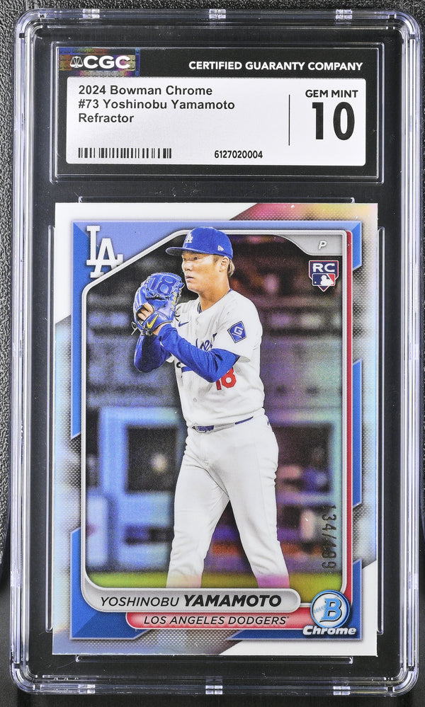 2024 Bowman Chrome Yoshinobu Yamamoto #73 Refractor /499 CGC 10
