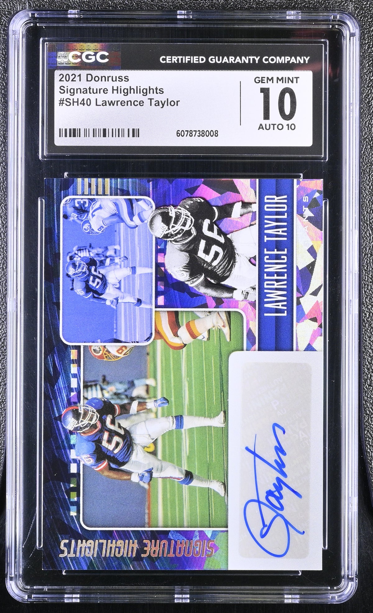 2021 Donruss Lawrence Taylor #SH40 Signature Highlights CGC 10 Auto 10