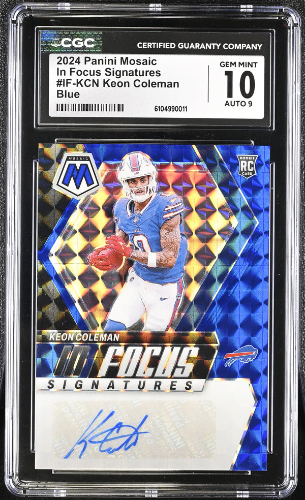 2024 Panini Mosaic Keon Coleman #IF-KCN Blue In Focus Signatures CGC 10 Auto 9