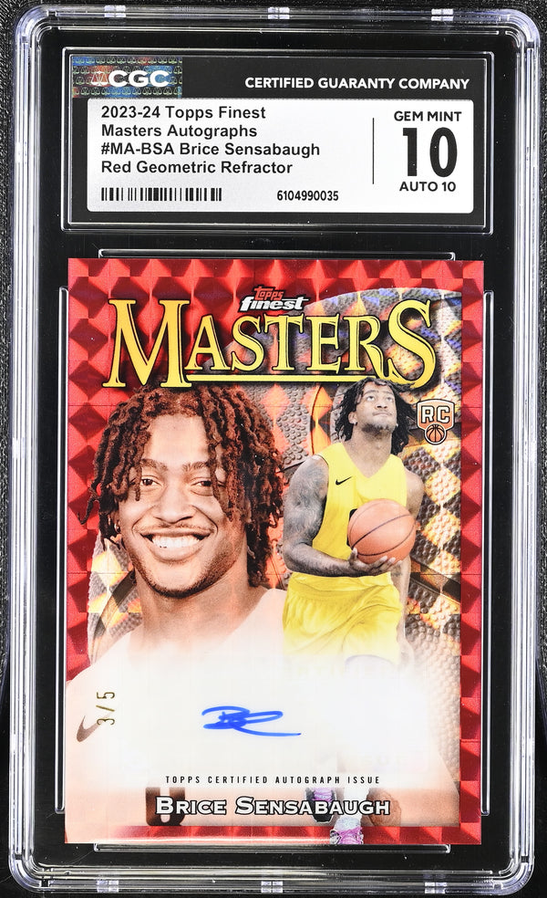 2023-24 Topps Finest Brice Sensabaugh #MA-BSA Red /5 Masters Auto CGC 10 Auto 10