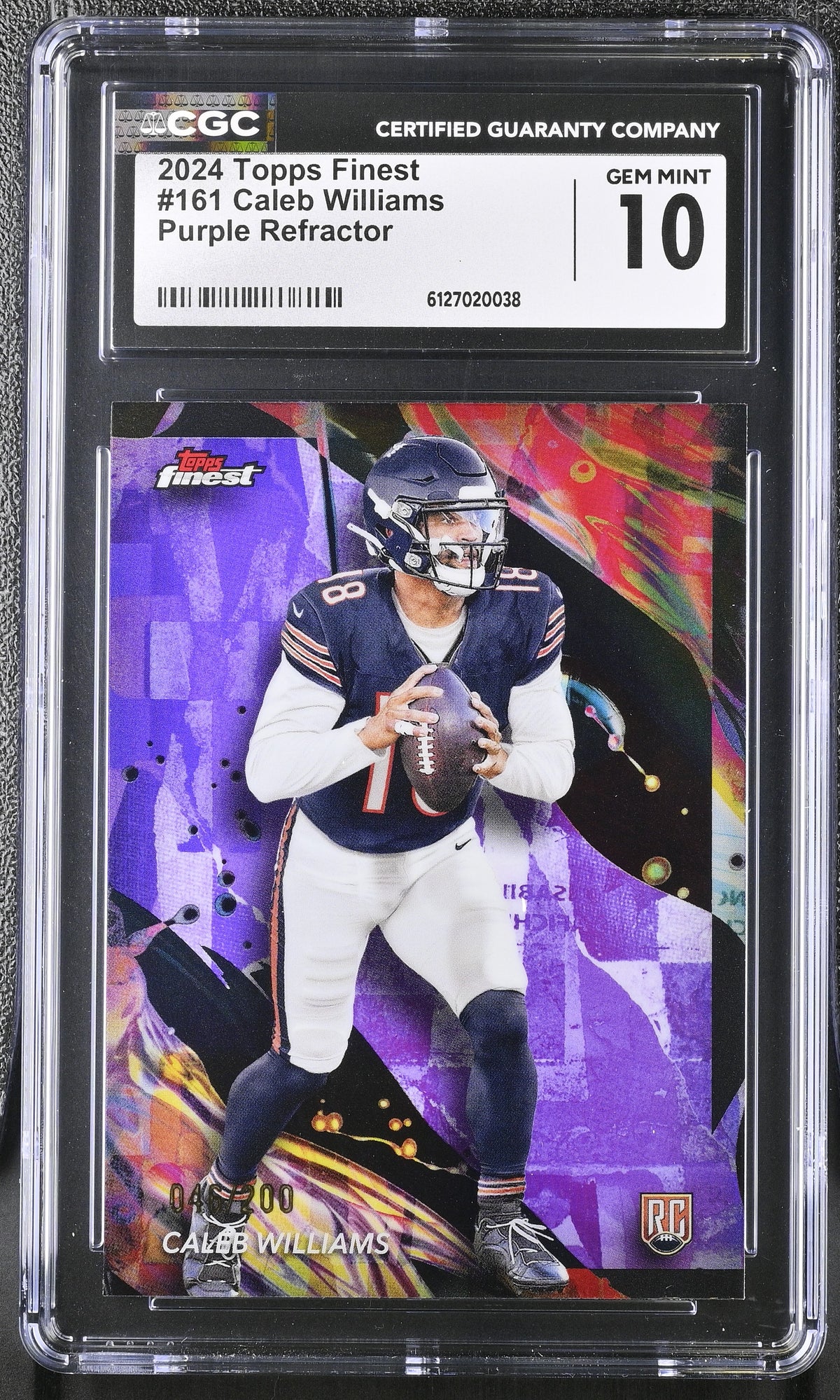 2024 Topps Finest Caleb Williams #161 Purple Refractor CGC 10