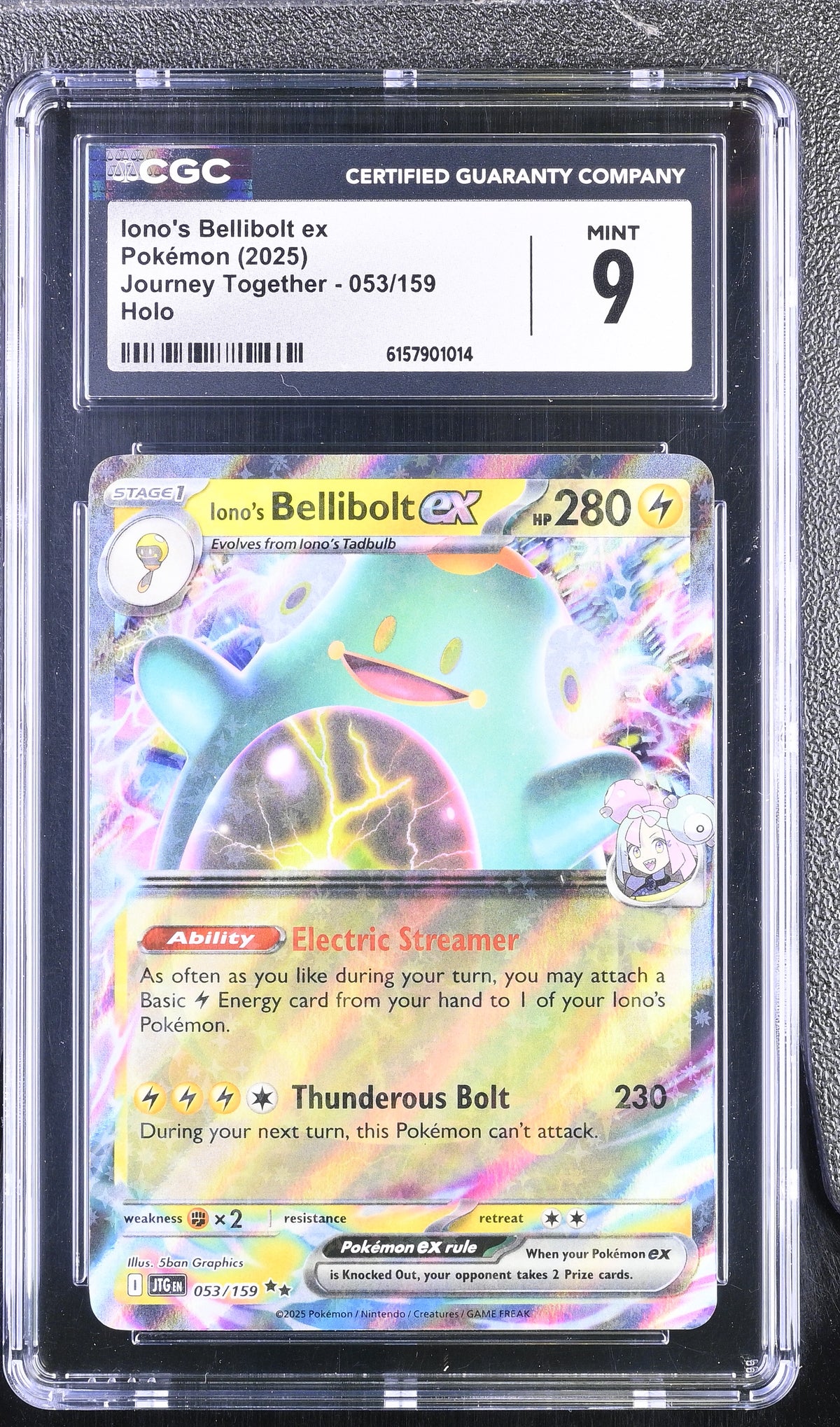 2025 Pokemon Journey Together Iono's Bellibolt ex Holo 053/159 CGC 9 #053/159