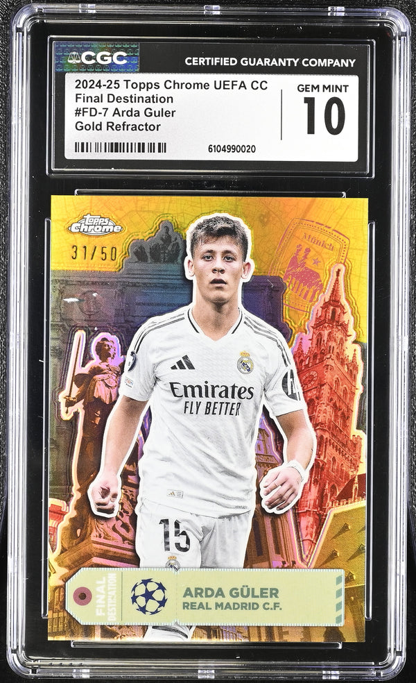 2024-25 Topps Chrome UEFA CC Arda Guler #FD-7 Gold Refractor /50 CGC 10