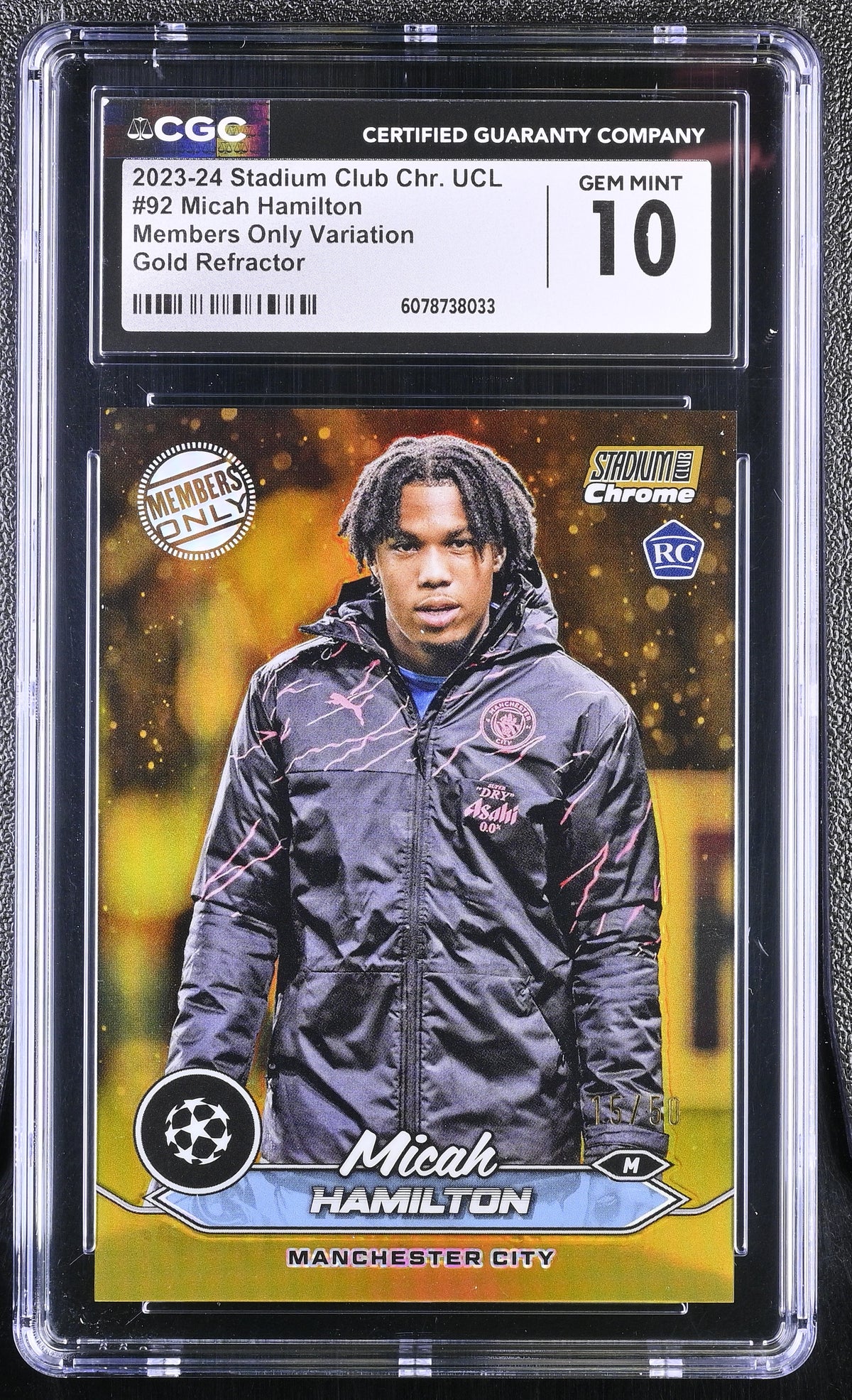 2023-24 Stadium Club Chrome Micah Hamilton #92 Members Variation Gold /50 CGC 10