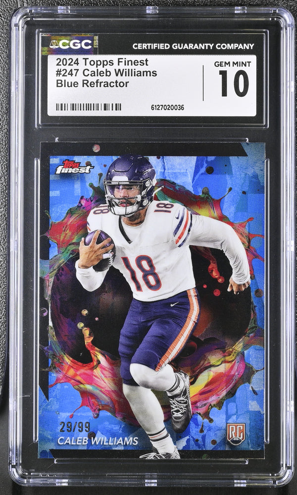 2024 Topps Finest Caleb Williams #247 Blue Refractor /99 CGC 10