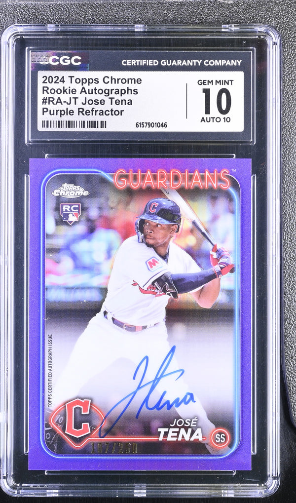2024 Topps Chrome Rookie Autographs Jose Tena #RA-JT Purple /250 CGC 10 Auto 10