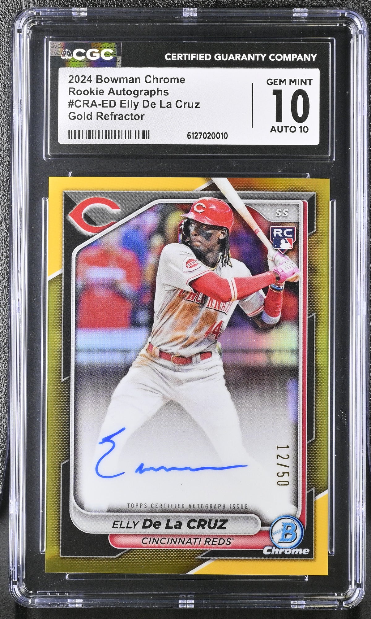 2024 Bowman Chrome Elly De La Cruz #CRA-ED Gold /50 Rookie Auto CGC 10 Auto 10