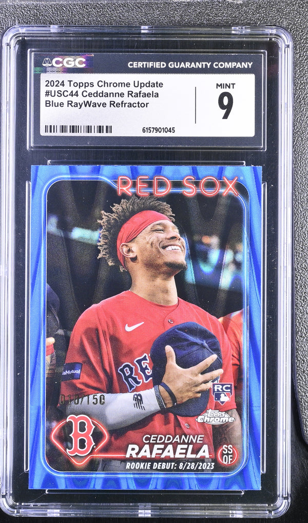 2024 Topps Chrome Update Ceddanne Rafaela #USC44 Blue RayWave /150 CGC 9