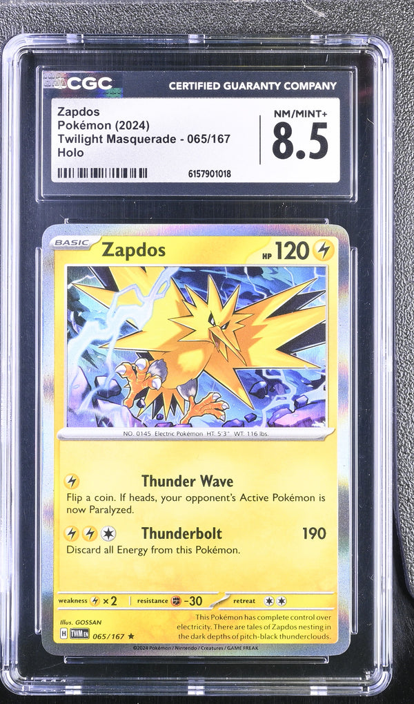 2024 Pokemon Twilight Masquerade Zapdos Holo 065/167 CGC 8.5 #065/167