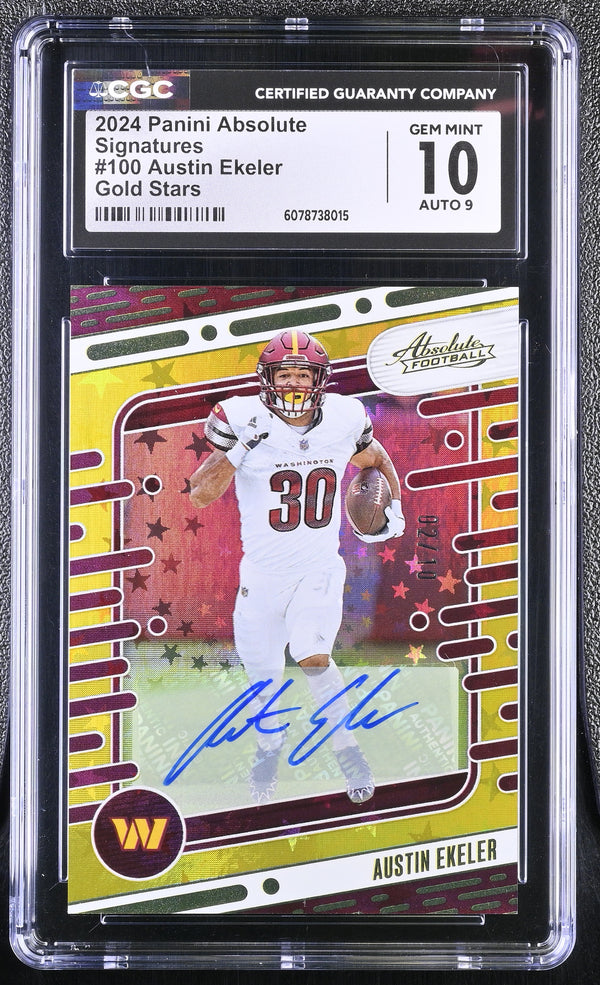2024 Panini Absolute Austin Ekeler #100 Gold Stars /70 Signatures CGC 10 Auto 9