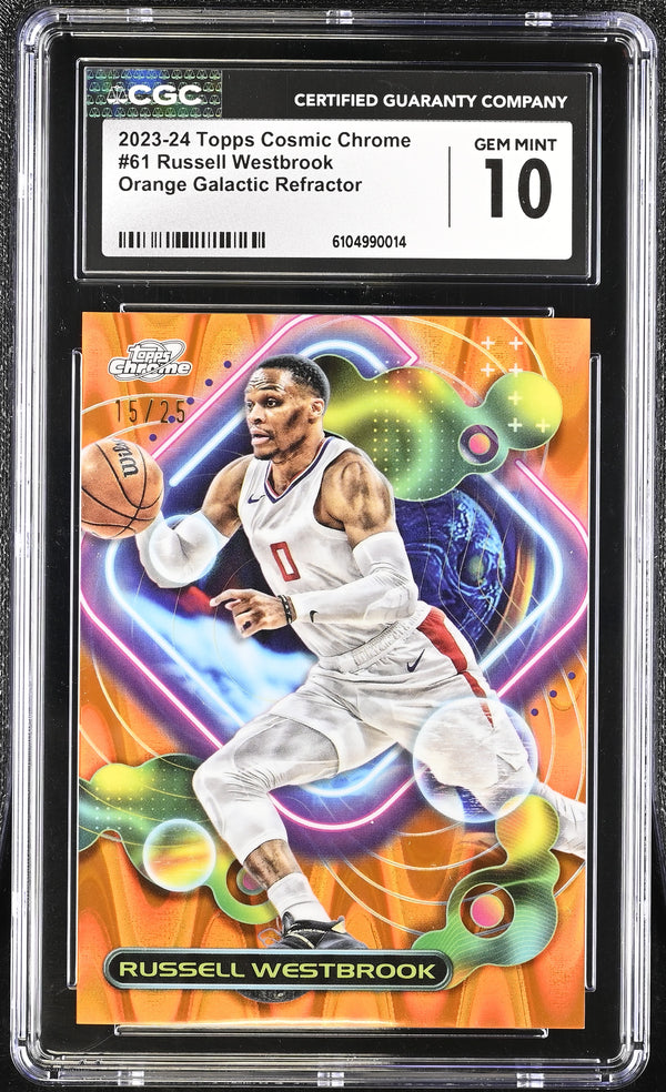 2023-24 Topps Cosmic Chrome Russell Westbrook #61 Orange Galactic /25 CGC 10